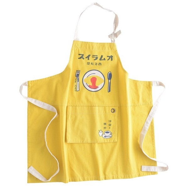 ANDPACKABLE 棉質復古印花圍裙 約80×80cm｜日常居家廚房圍裙 料理圍裙 BBQ戶外圍裙