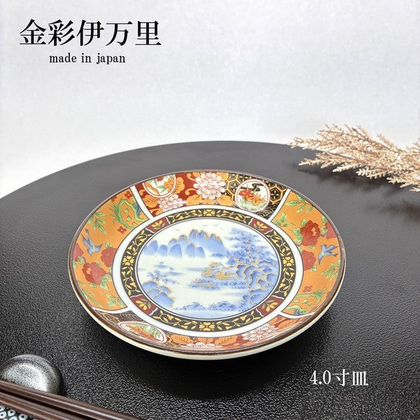 日本製【美濃燒】金彩伊萬里・牡丹花鳥 4寸小盤｜質感釉彩陶瓷盤 醬油碟 小菜盤 餐盤 壽司碟 點心盤