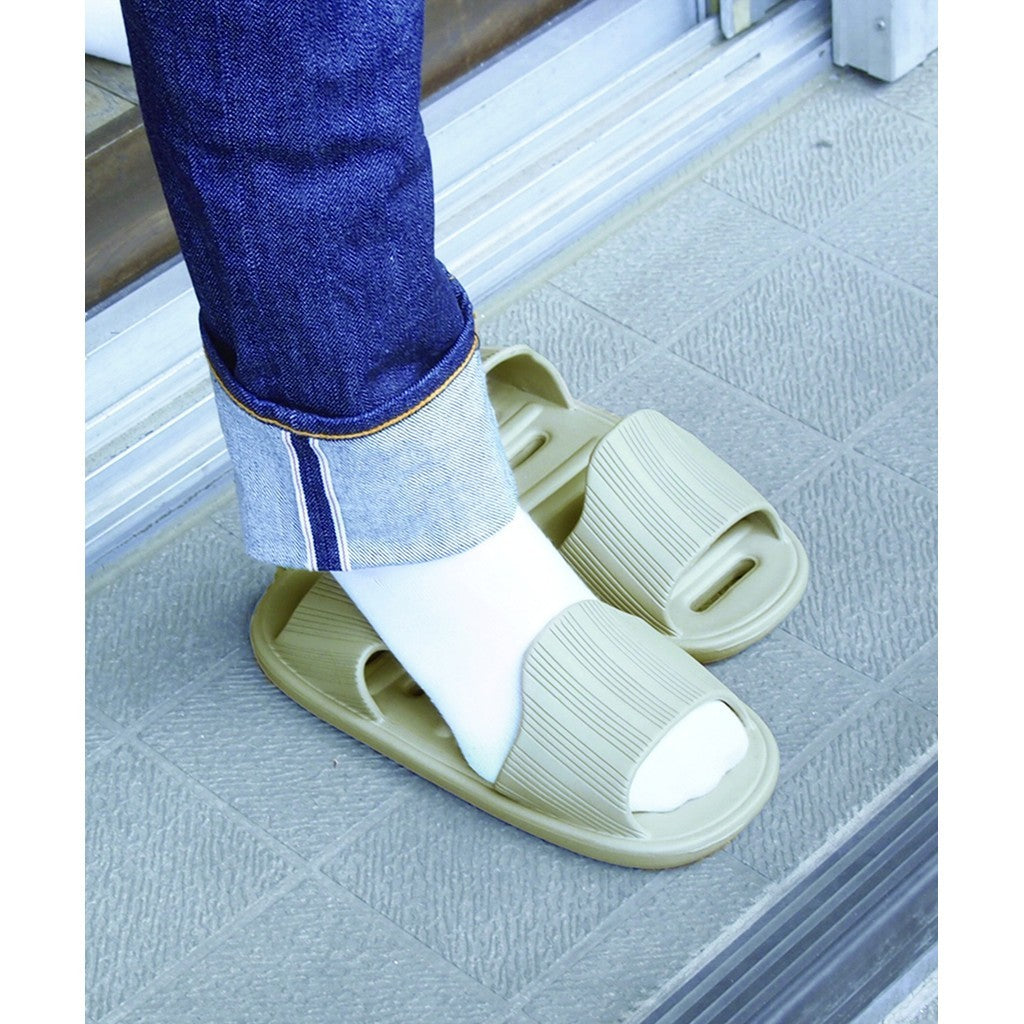 日本 3COINS 雙面可穿拖懶人拖鞋 灰色 米色 25cm｜室內拖鞋 浴室拖