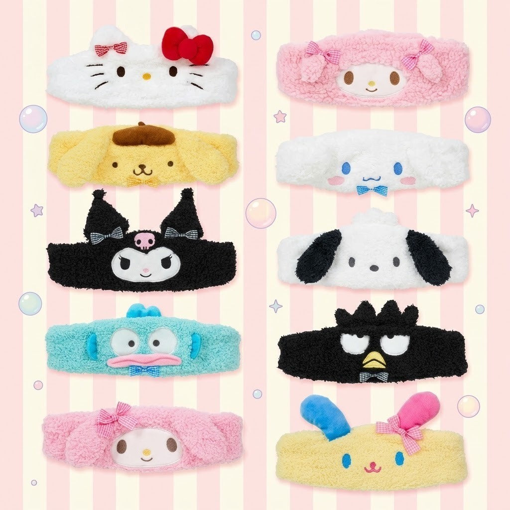 日本正品 三麗鷗 可愛造型髮帶 Hello Kitty 美樂蒂｜吸水速乾 一戴固定 洗臉更方便 化妝髮帶