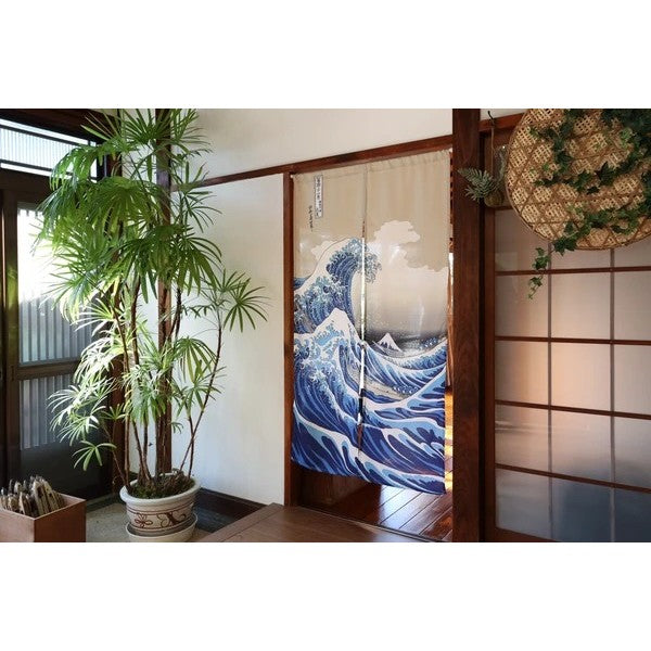 日本製 白波神奈川沖浪裏 葛飾北斎白波 廚房門簾 日式門簾 透光門簾 長門簾 85×150cm 85×120cm 85×90cm