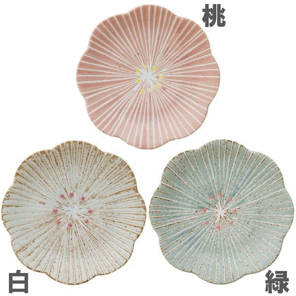 日本製 美濃燒 泥漿描繪技法 陶瓷造型花盤｜日常餐桌陶瓷小碟 點心碟 甜點碟 小菜碟 盤子 陶瓷盤