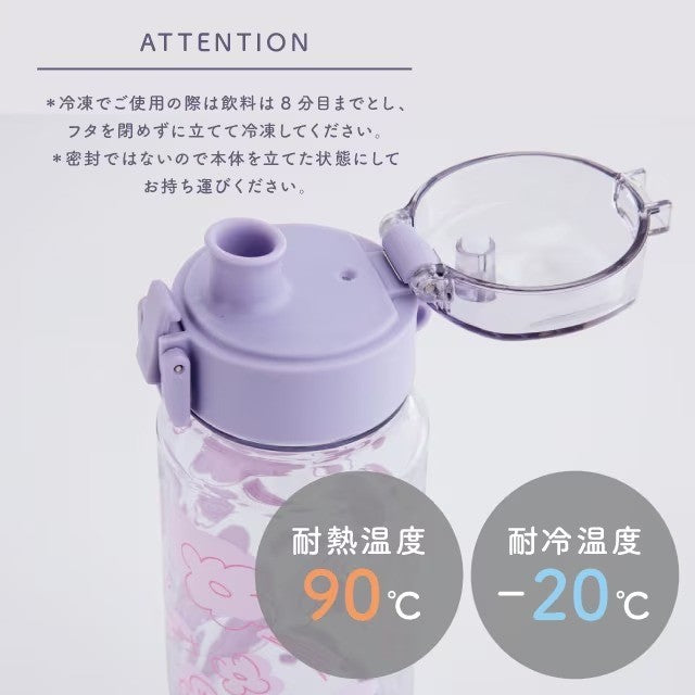 日本 BISQUE 透明可愛彩色花朵水壺520ml｜可冷凍 冷水壺 彈蓋水壺 直飲水壺 透明水壺