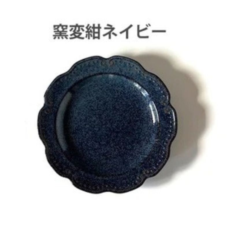 日本製 美濃燒 葉紋浮雕花型陶瓷圓盤 17.5cm｜7色可選｜法式餐盤 甜點盤 水果盤