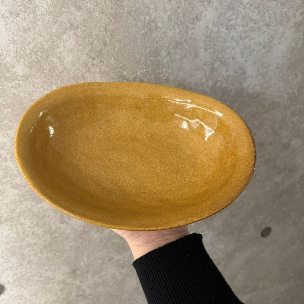 日本製 美濃燒 日系咖啡廳風 橢圓咖哩盤 24cm｜陶瓷盤 沙拉盤 義大利麵盤