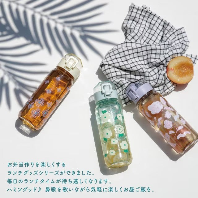 日本 BISQUE 透明可愛彩色花朵水壺520ml｜可冷凍 冷水壺 彈蓋水壺 直飲水壺 透明水壺