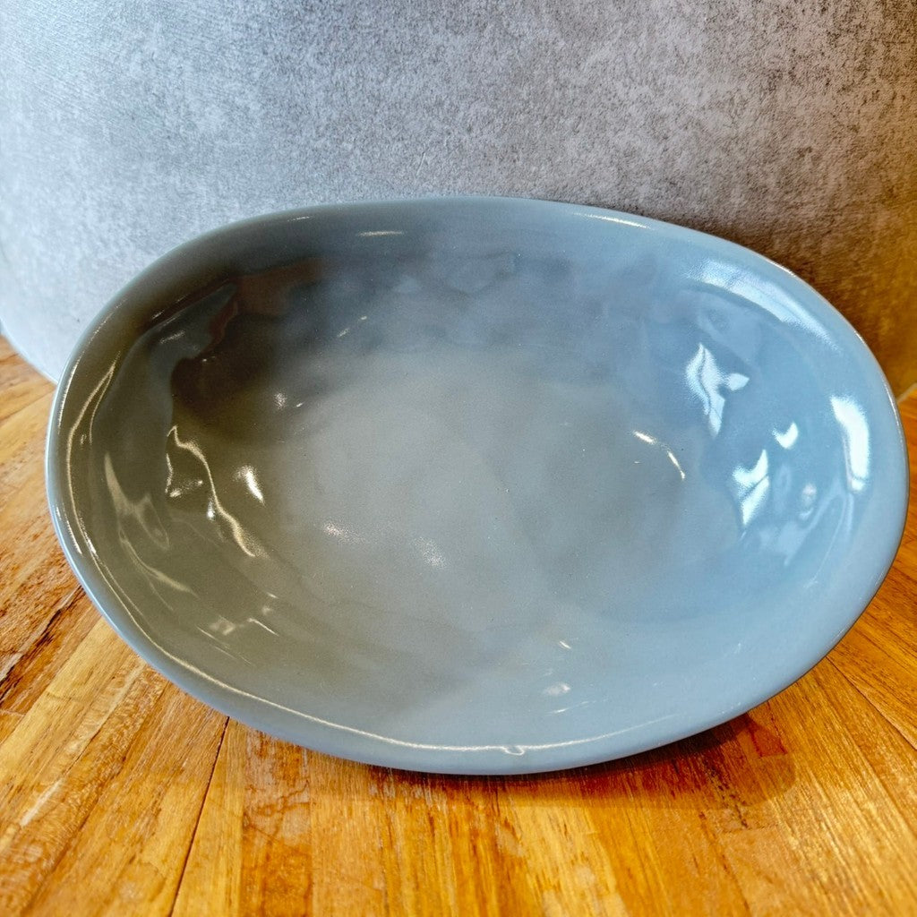 日本製 美濃燒 日系咖啡廳風 橢圓咖哩盤 24cm｜陶瓷盤 沙拉盤 義大利麵盤