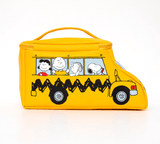 日本正版snoopy手提化妝包 黃色校車造型 - 富士通販