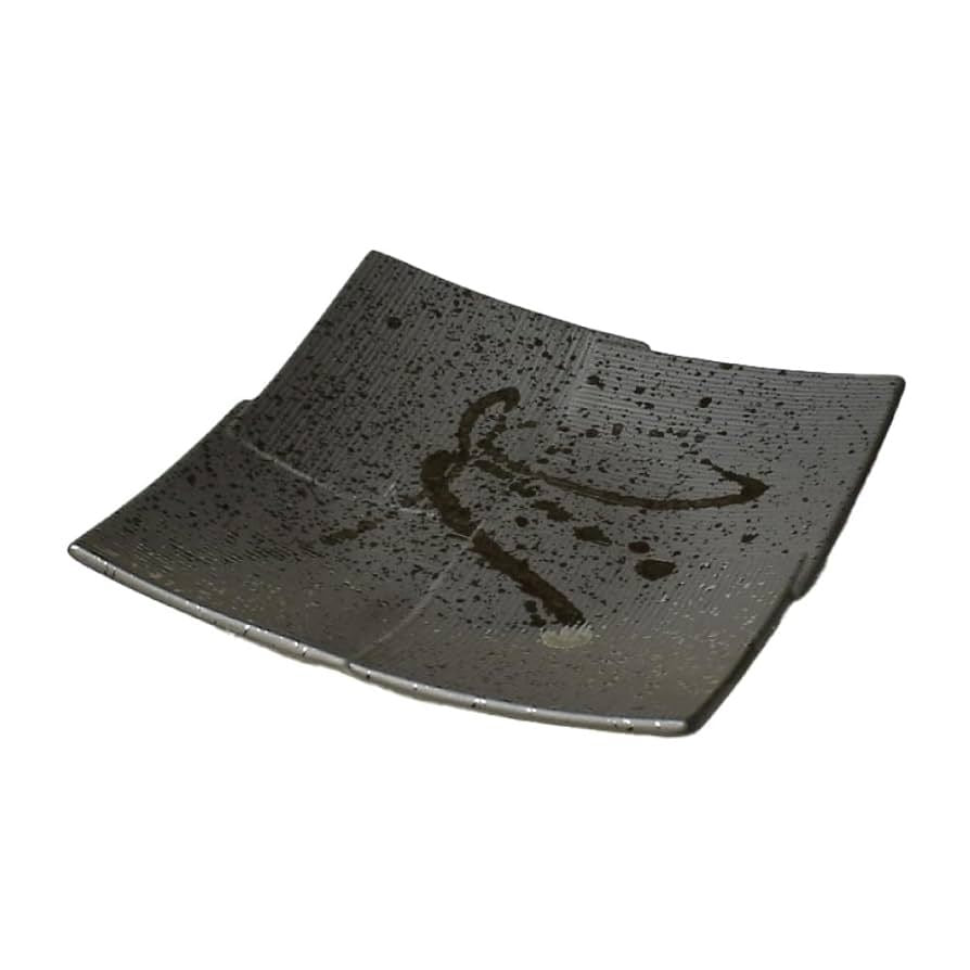 美濃燒 薩摩黑潑墨餐盤︱方盤 長盤 生魚片盤 壽司盤 大盤 擺盤 日式餐具 和食器