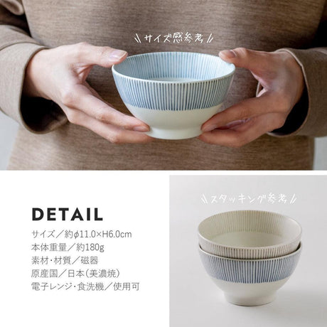 美濃燒 藍線條圓形碗│小碗 茶碗 - 富士通販