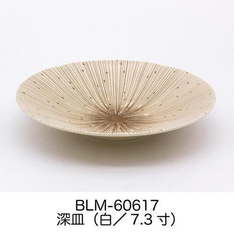 日本製 美濃燒 千段十草 陶瓷盤｜深盤 菜盤 水果盤 - 富士通販