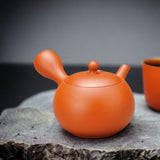 日本製 常華燒 朱紅 陶瓷茶壺 側把壺 - 富士通販